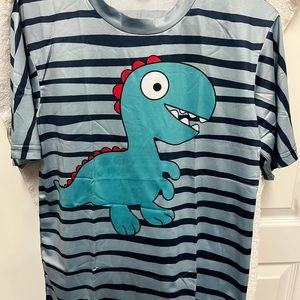 Blue striped dinosaur boys shirt